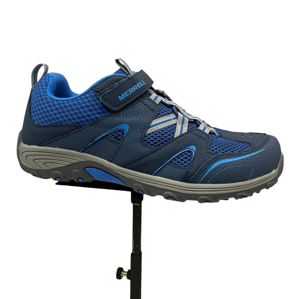 Merrell Big Boys Trail Chaser Hiking Leather Shoes Size 6.5 Blue Gray Slip-on